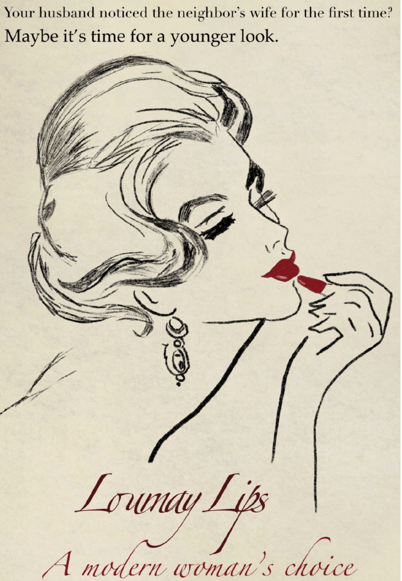7 Deadly Sins - Envy: Vintage lipstick ad with elegant woman