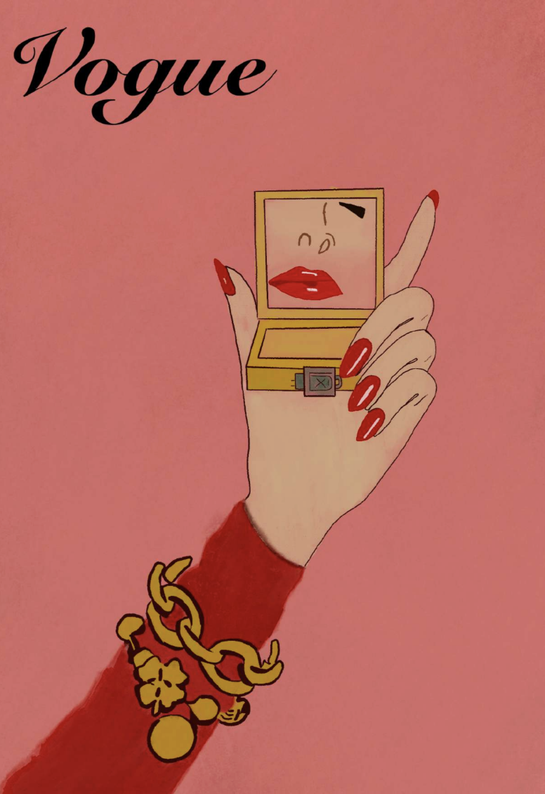 7 Deadly Sins - Pride: Vogue magazine cover with compact mirror