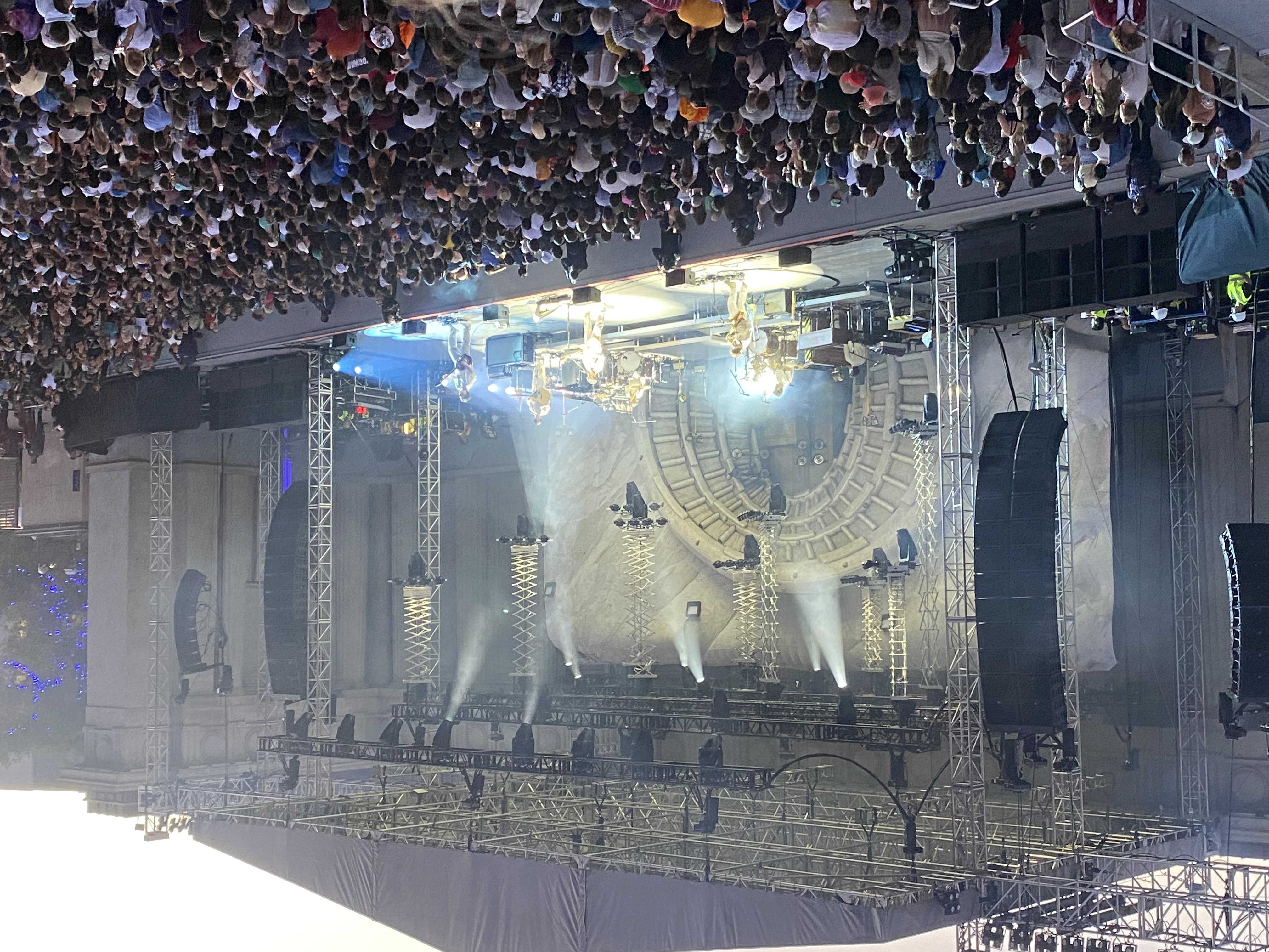 Greek Theatre concert with stone arch stage design