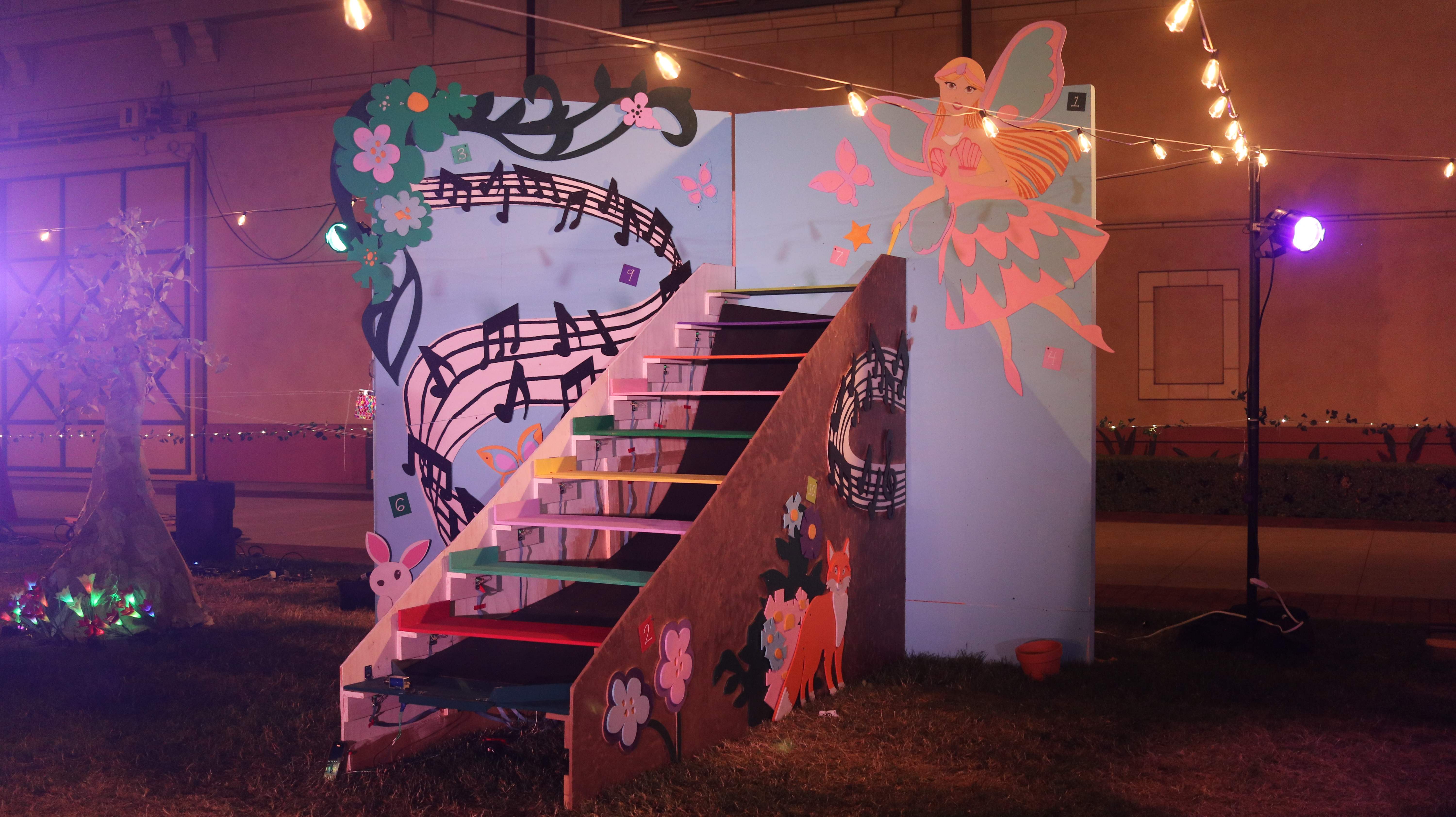 Fairy Fairways - Rainbow staircase hole with music notes and fairy cutout