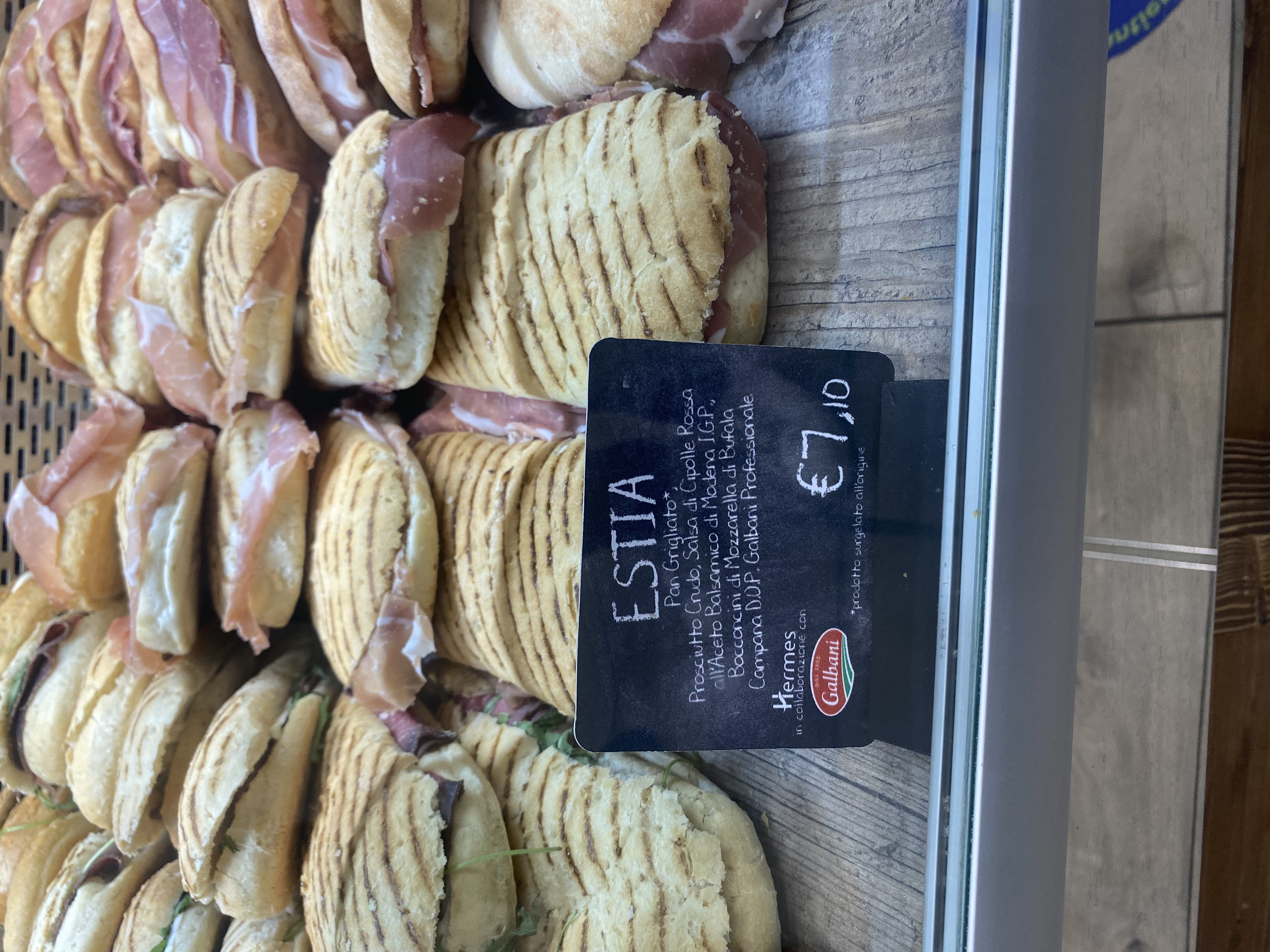 Italian prosciutto panini at deli in Italy