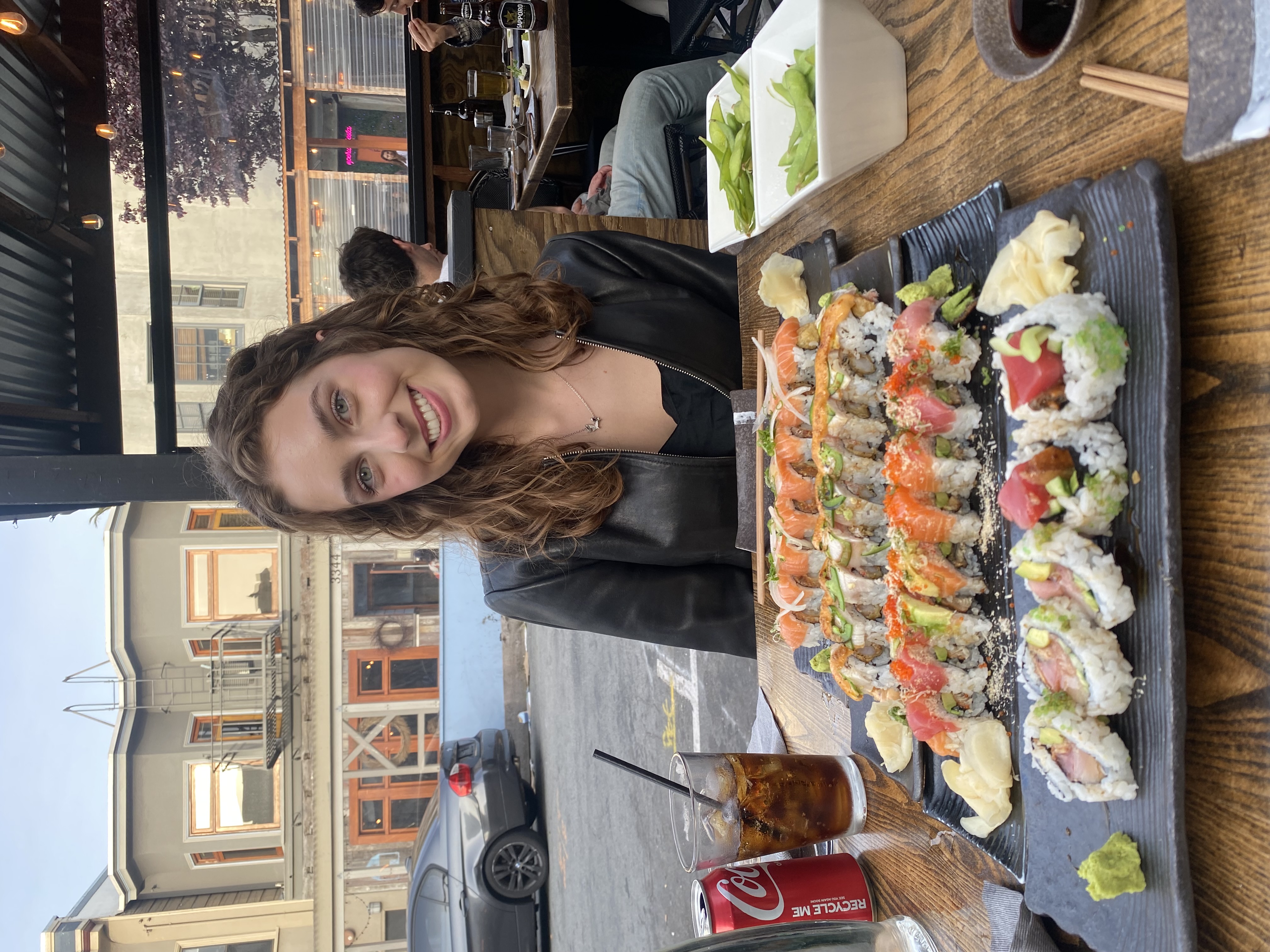 Sushi rolls at San Francisco outdoor patio