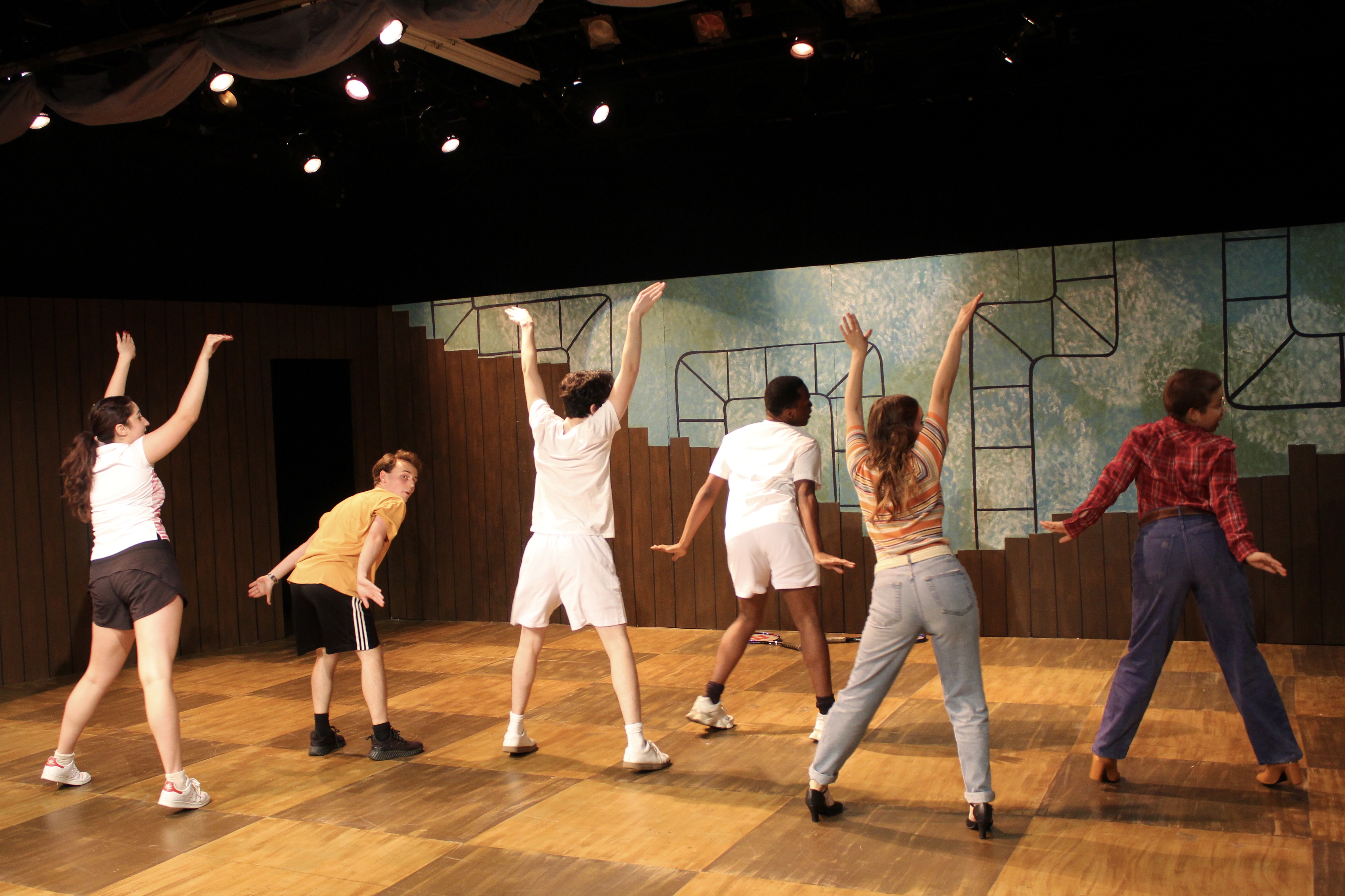 Falsettos - Ensemble dance number with checkered floor