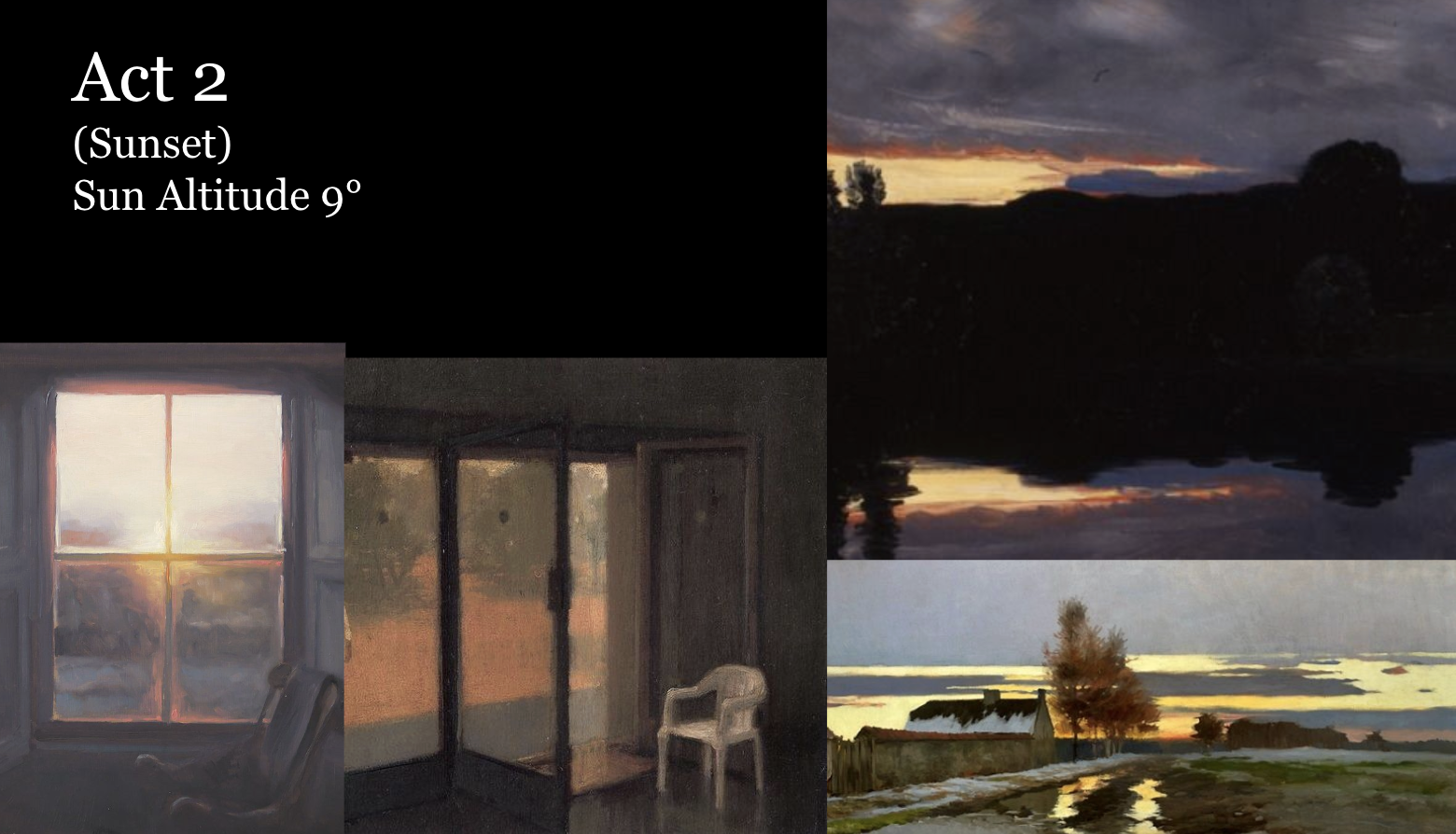 Moodboard - Act 2 Sunset: Golden hour paintings with warm window light
