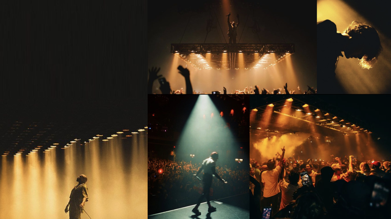 Moodboard - Concert lighting with amber tones and silhouetted performers