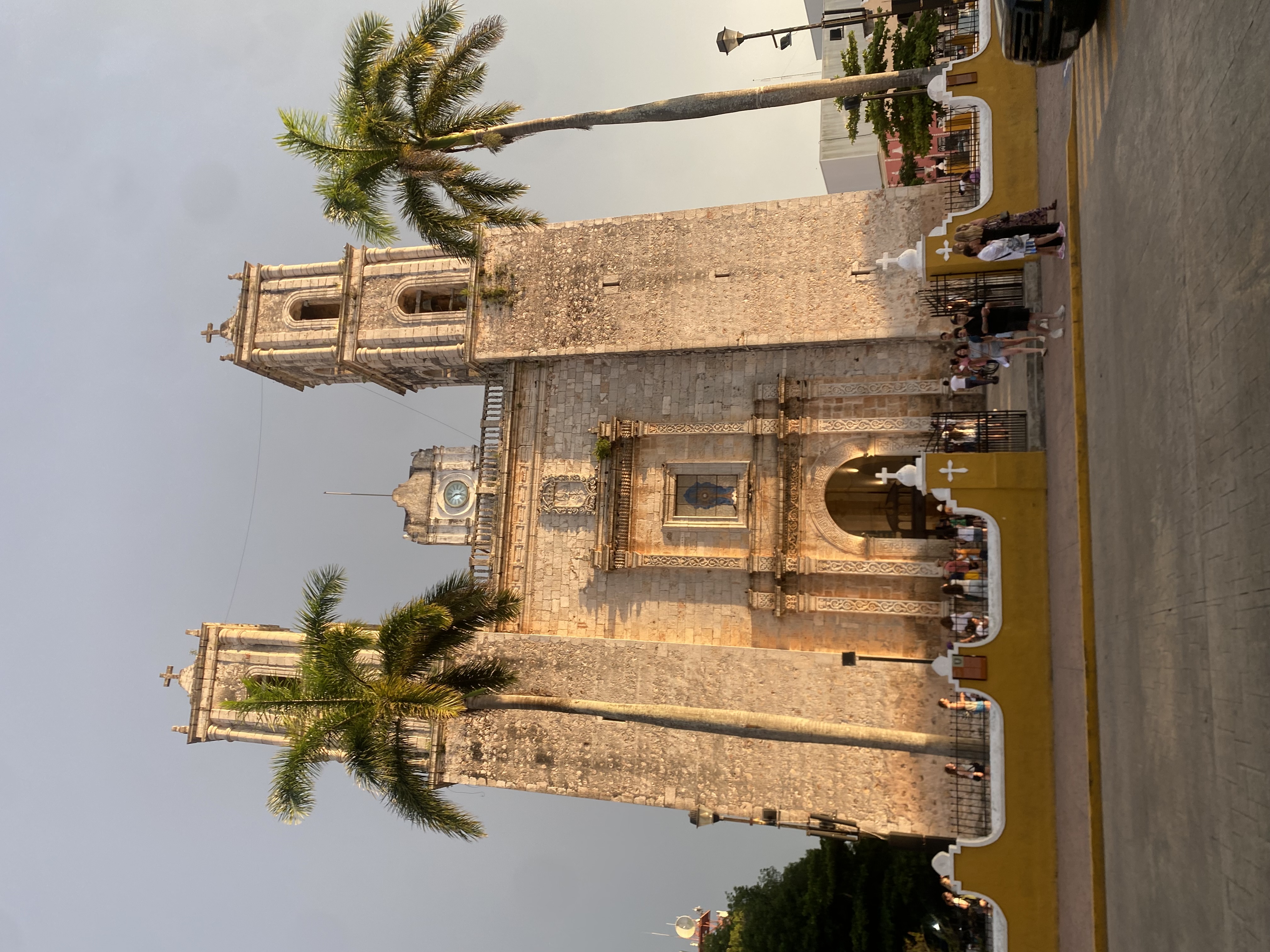Historic colonial church in Valladolid, Mexico at dusk